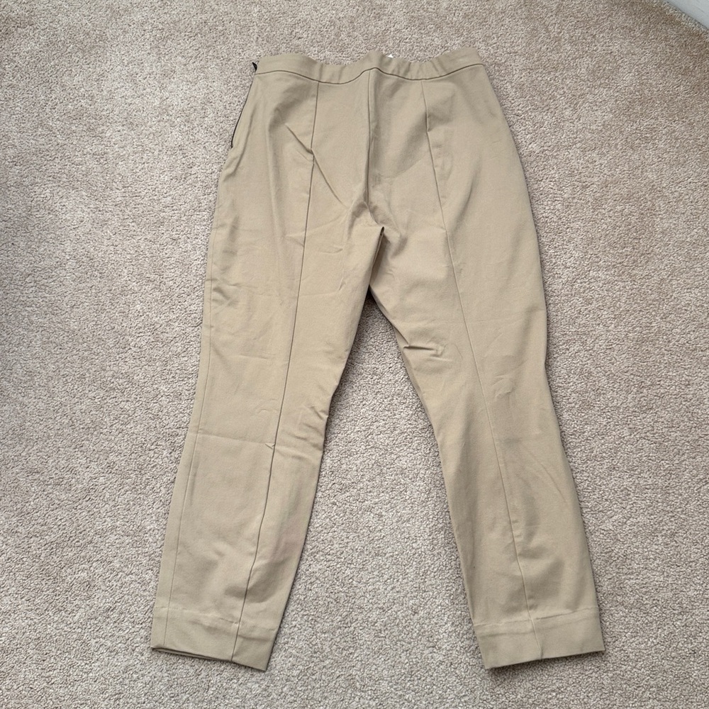 NWT Everlane Bi-Stretch High Rise Tan Khaki Side Zip Pull On Work Pants Size 14 - Picture 6 of 13